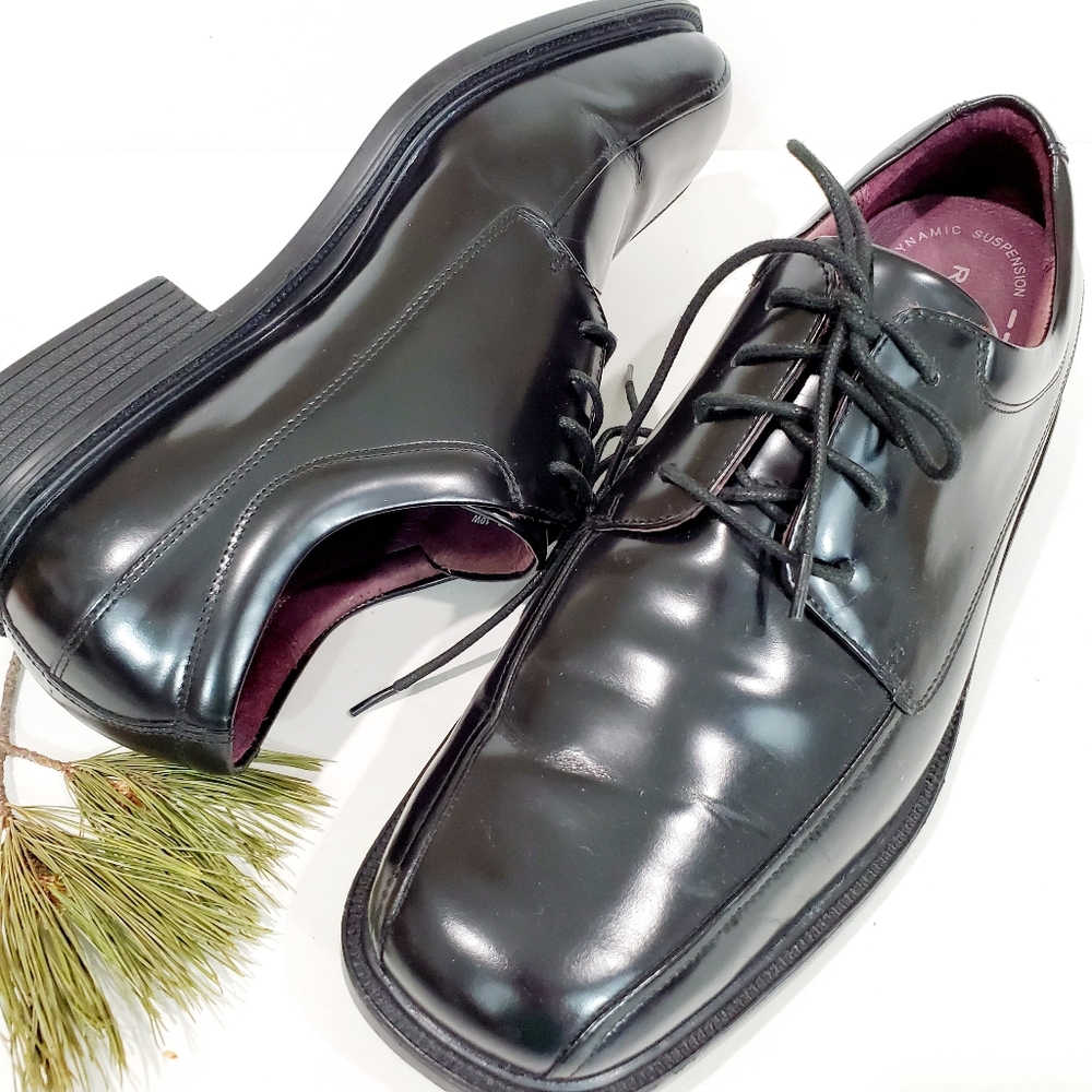 Rockport Bike Toe Oxford Black Leather Men Size 10 - Picture 9 of 13